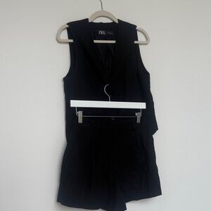 Zara Black Vest and Shorts Set